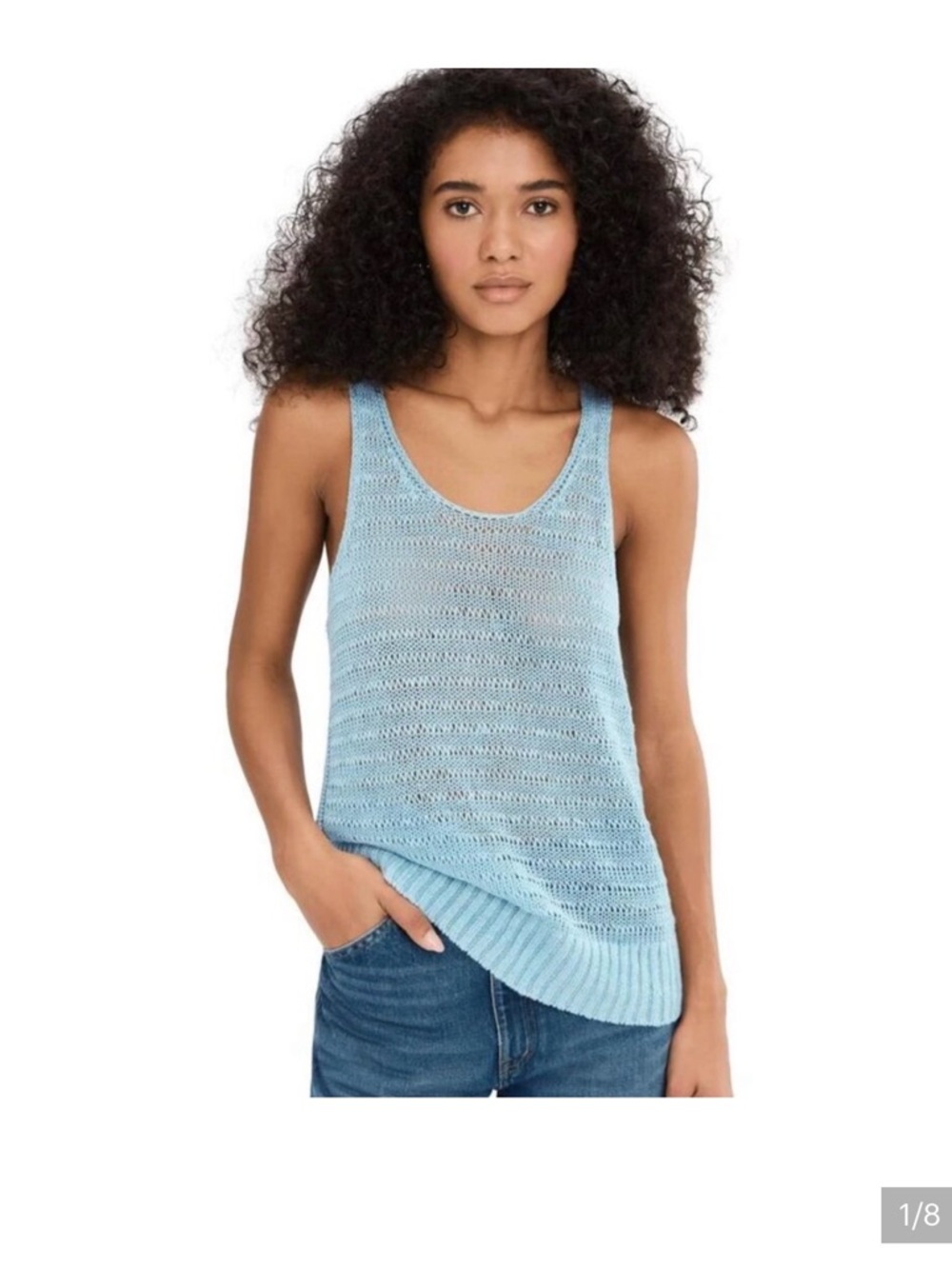 Madewell Light Blue Open-Knit Tank Top
